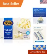 Natural Microwave Popcorn, 36 Pack, Non-GMO 100% Whole Grain Gluten Free
