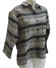 Chico's Silk Blend Pharaoh Egypt Byblos Shirt Women Sz 0 NEW with Tag $78 INDIA