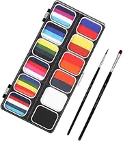 Face Paint Kit for Halloween 12 Water-soluble Paints Professional Makeup Palette Storage Box for Parties Sports Cosplay