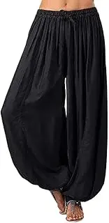 [Generic] Dress Yoga Pants for Women Boho Comfy Women's Boho Pants Pajama Pajama Pants Pants Yoga Hippie Loose Pants Lightweight Yoga Pants for Women for Summertime (Black-1, M)