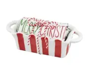 HOLIDAY Mini Baker Loaf Pan Check Towel Set Merry Mud Pie Stripe Candy