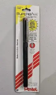 Pentel R204-B Red Superball Roller Ball Pen Metal Tip Micro-Fine Vintage