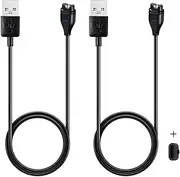 [Kissmart] Charger for Garmin Instinct & Instinct 2 2S 2X 3, Replacement Charging Cable Cord Plus a Black Silicone Charger Port Anti Dust Plug (2 Pack)