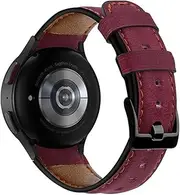 [SUPENG] Strap Compatible with Samsung Galaxy Watch 4 44mm 40mm Retro Leather 5 Pro 45mm Classic 20mm 22mm Compatible Withcorrea Bracelet Compatible WithHUAWEI Watch GT 2e 3 Band (Color : Rose red, Size : 22