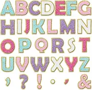 Qyeahkj 150PCS Large 6Inch Font Bulletin Board Letters and Punctuation Cutouts Preppy Patch Alphabet Combo Pack Decoration for Pastel Classroom Bulletin Board Display Wall Home School Poster Decor
