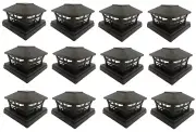 12 Pcs Solar Back Color 4x4 5x5 6x6 Post Fence with 2 Bright SMD LED Cap Light