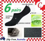 6Pairs NO SHOW BAMBOO SOCKS Non Slip Heel Grip Low Cut Invisible Footlet Bulk