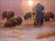 Buffalo Tile Backsplash Ceramic Mural Kendrick Bison Animal Art POV-LKA023
