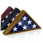 Glass Front Flag Display Case for 5' x 9.5' Folded Burial Flag Solid Wood Brown