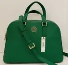 NWT DKNY WOMEN GREEN DOUBLE ZIPPER CROSSBODY PURSE/BAG~BRYANT PARK SAFFIANO LTHR
