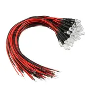 35Pcs 5mm Pre-Wired Diffused LED Diodes Light 20mA DC 9-12V White