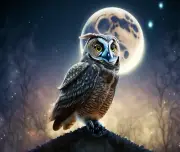 OWL FULL MOON TREES STARS COMPUTER MOUSE PAD 9 X 7