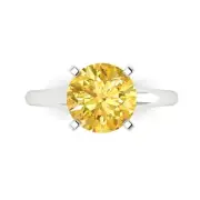 2.5 Round Cut Yellow Engagement Bridal Promise wedding Ring 14k White Gold