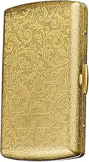 [ARKCHIU] Cigarette Case Box Copper Retro 85mm 12 Capacity Sturdy Double Sided Spring Clip Open Pocket Holder Gold B,One Size