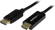 StarTech.com DisplayPort to HDMI Converter Cable - 6.5 ft (2m) - DP to HDMI Adapter with Built-in Cable - (M/M) Ultra HD 4K Black