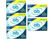 o.b. Tampons Regular No Applicator, Unscented - 40ct Pack of 5