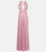 [Missoni] Missoni Zigzag halterneck jumpsuit UK 14 pink