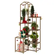 Bamworld Corner Plant Stand Indoor Tall Shelf Outdoor Wood Brown
