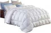 Premium 750FP Goose Down Comforter Queen Size White Duvet Insert, Hotel Quality All Season Bed Comforter, Lightweight Warmth Fluffy Down Duvet,200x230cm