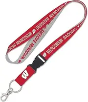 Wisconsin Badgers Lanyard with Detachable Buckle 1" Width - Heathered/Jersey Print