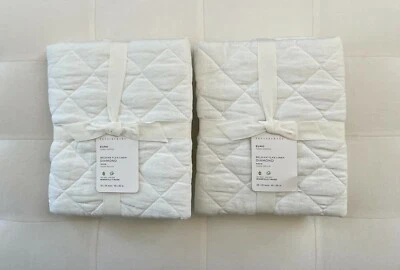 Pottery Barn BELGIAN FLAX LINEN DIAMOND Sham ~Euro~Set/2 White NWT