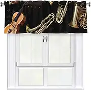 LHBWCVN Musical Instruments Valances for Windows, Rod Pocket Window Treatment Drapes Farmhouse Kitchen Curtains Short Blackout Window Curtains for Living Room Bedroom Decor 54x18 Inch