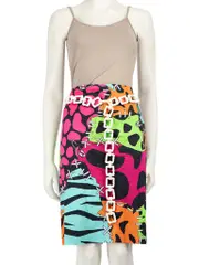 Animal Print Chain Belted Skirt