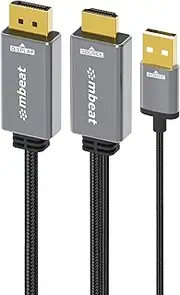 mbeat Tough Link 1.8m HDMI to DisplayPort Cable with USB Power