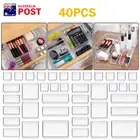 40PCS Drawer Organizer Set Clear Plastic Desk Drawer Dividers Trays Storage Bins