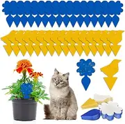 RANJIMA Pack of 60 Yellow Stickers Fungus Gnats and Blue Panels Against Thrips, Fly Trap, Adhesive Trap, Pluggable Fly Catcher, Fruit Fly Trap, Adhesive Trap, Insect Trap for Potted Plants, Vegetable