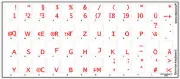 GERMAN KEYBOARD STICKERS FOR COMPUTER LAPTOP TRANSPARENT RED LETTERS NEW