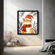 Festive Cat Framed Print Fine Art Poster Print