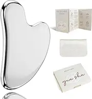 Rena Chris Gua Sha Facial Tools,Stainless Steel GuaSha for Face Massager,Jawline Sculpting and Puffiness Reducing, Skin Care Gift(Silver)