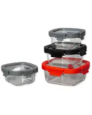 Genicook 8pc Borosilicate Tempered Glass Food Storage Containers with Pro Grade Locking Glass Lids