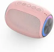 NEVKA Portable Mini Bluetooth Speaker with IPX3 Waterproof, Bluetooth5.0, HiFi, Hands-Free Calls, Colorful Lights,1800 mAh Battery,Mini Speaker for Car, Indoor,Outdoor, Shower, Sports, Hiking (Pink)