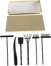 1 Set Zen Sand Rake Set Sand Garden Accessories Zen Garden Rake Tools Rake Sculpture Kid Sandbox Tabletop Decor Beach Rake Mini Zen Garden Tools Beach Shovel Black Plastic