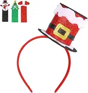 [Generic] Christmas Hat Headband,Red Green Silver Elastic Christmas Headwear - Christmas Decorations Kids Headband for Parties
