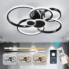 Modern LED Rings Flush Mount Ceiling Light Fixture - Black Ceiling Light with...