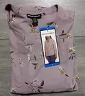 Hilary Radley Shirt Adult Large Purple Mauve Floral V-Neck Blouse Womens