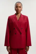 Plus Size Polished Double Breasted Tailored Blazer
