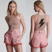One Teaspoon Leather Streetwalker Shorts Pink 26 NWT $238