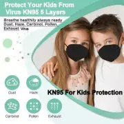 1000 Pcs Black KN95 For Kids Boy Girl 5 Layers Face Mask Mouth Cover