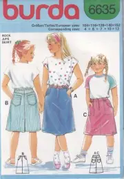Burda Sewing Pattern 6635 Girls Denim Skirt Size 4-12