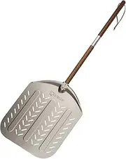 Q Pizza Perforated Aluminum Pizza Peel with Detachable Long Wood Handle, 12" Pizza Paddle Outdoor Pizza Oven Accessory for Baking Bread Pastry Dough Pie & Cake, Suits for ooni Grill Pizza Oven, PT203