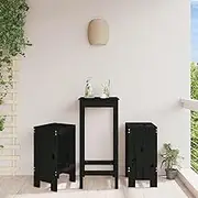 Garden Chair Bar Stools 2 pcs Black 40x36x75 cm Solid Wood Pine Patio Seating
