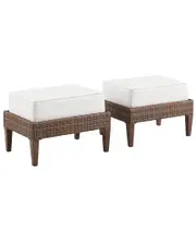 Crosley Capella 2pc Outdoor Wicker Ottoman Set