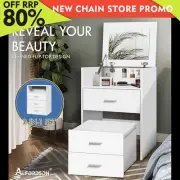 ALFORDSON Dressing Table Stool Set 2-In-1 Makeup Mirror Storage Desk White