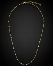 14K Tri-Tone Italian Gold Bead Station Necklace