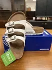 NEW BIRKENSTOCK Women's Florida White Birko-Flor Sandal (regular) - Vegan 37 L6