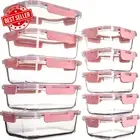 10 Pack Glass Food Storage Containers Airtight Leakproof Meal Prep Lids